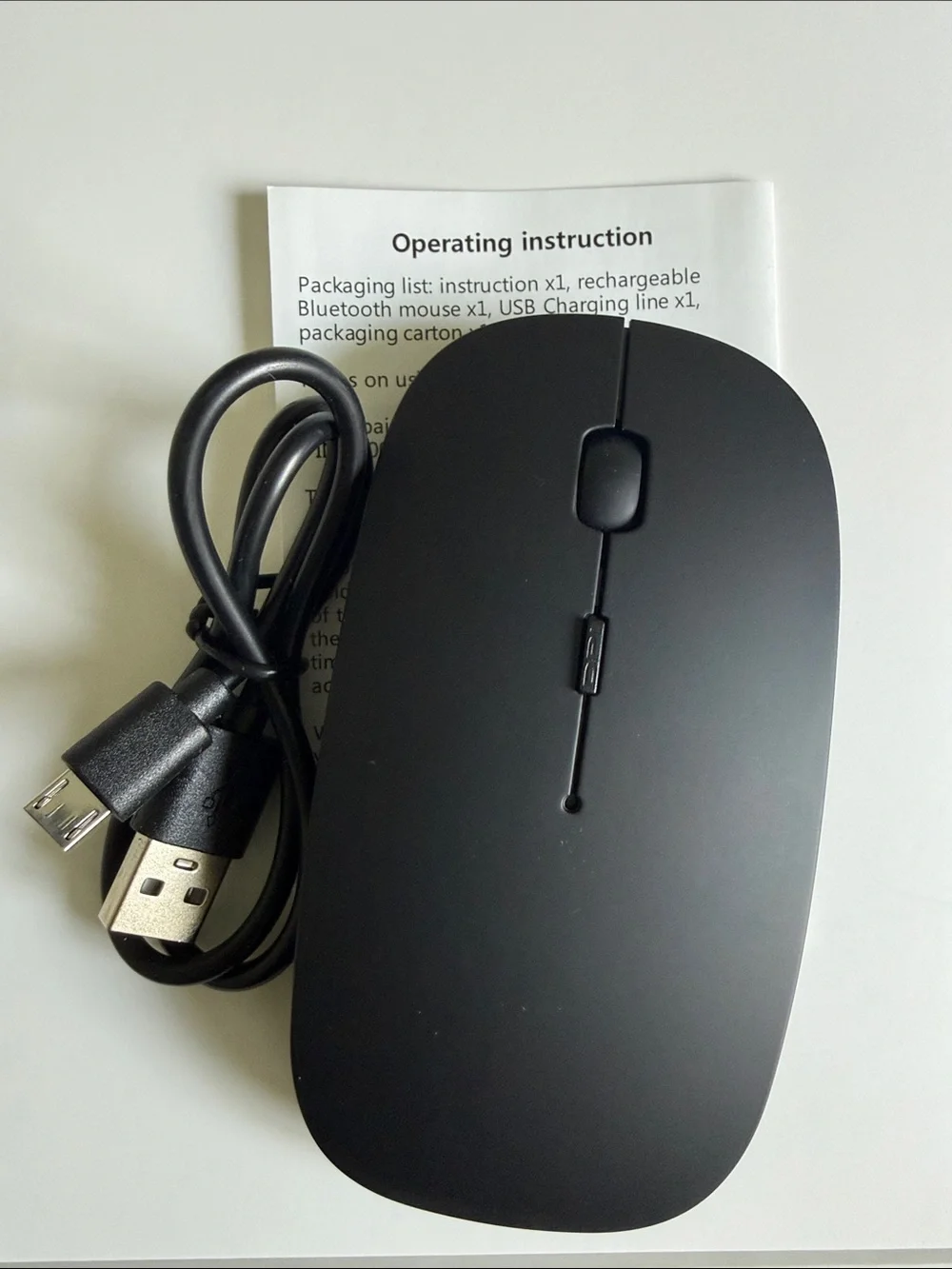 Rechargeable Bluetooth Wireless Mouse Black Slim USB Charging PC Mac Laptop